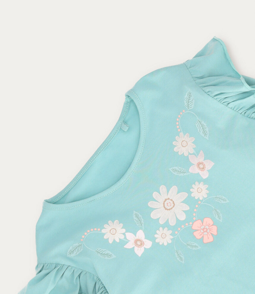 Polera niña con vuelos 2 años / Menta