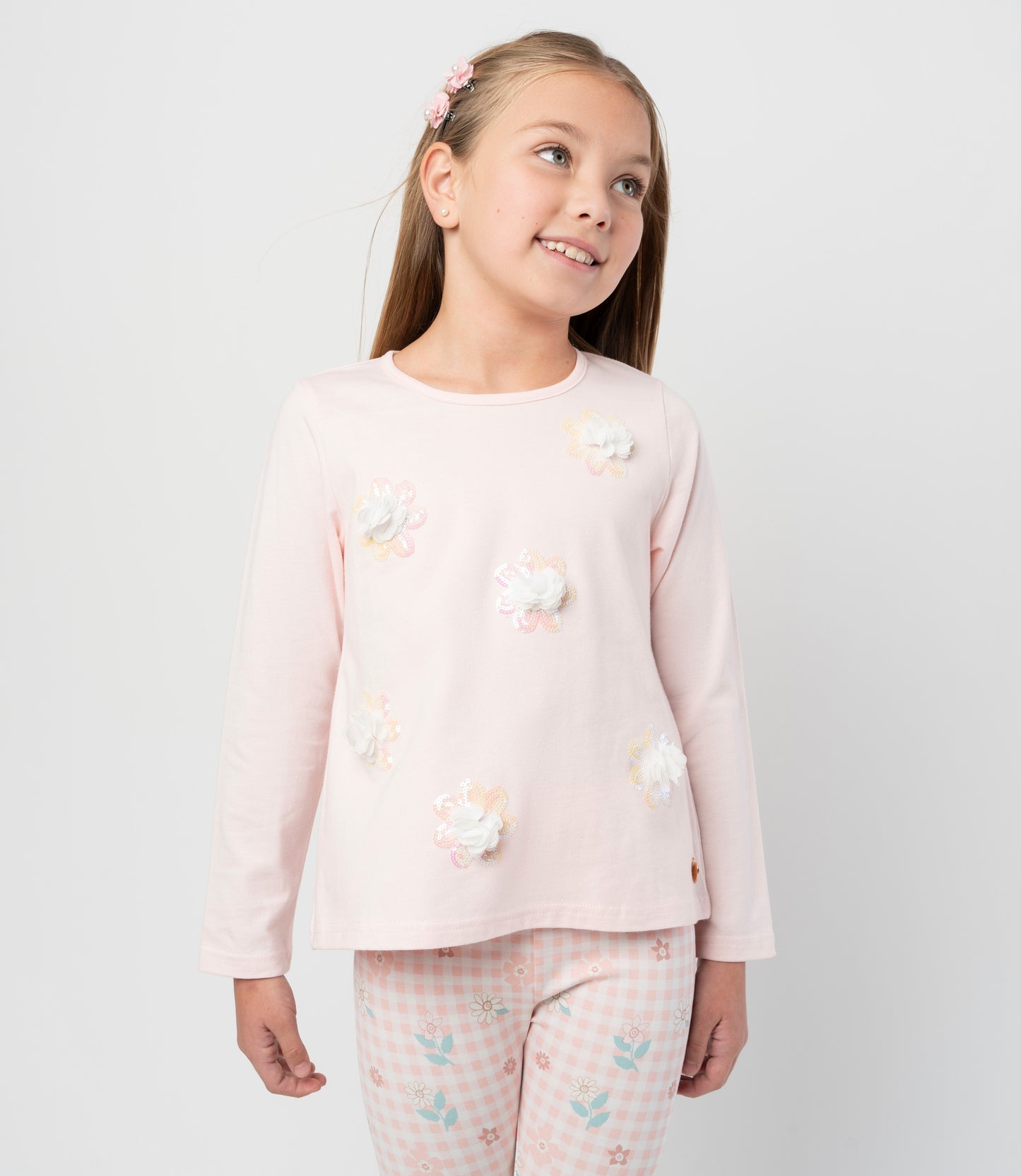 Polera niña con flores 2 años / Rosado