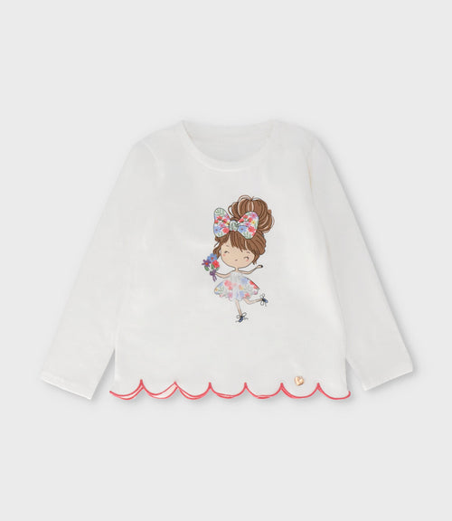 Polera niña con bailarina 2 años / Blanco