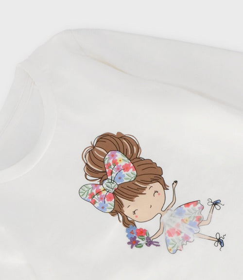 Polera niña con bailarina 2 años / Blanco