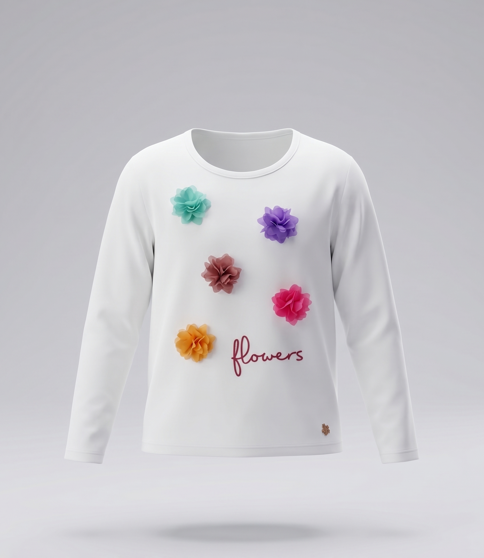 Polera niña con flores 2 años / Blanco
