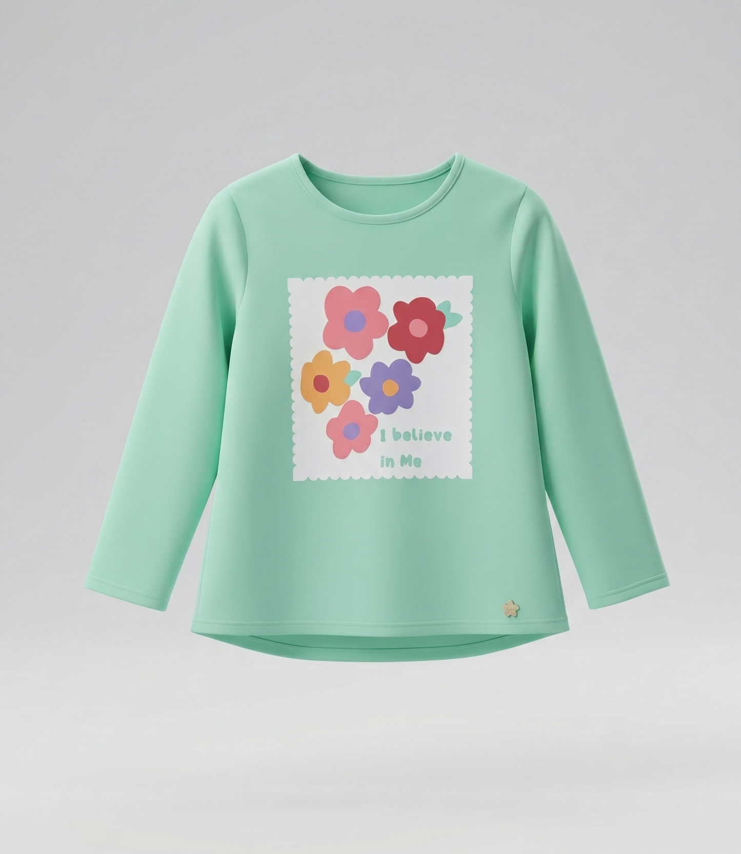 Polera niña con flores 2 años / Menta