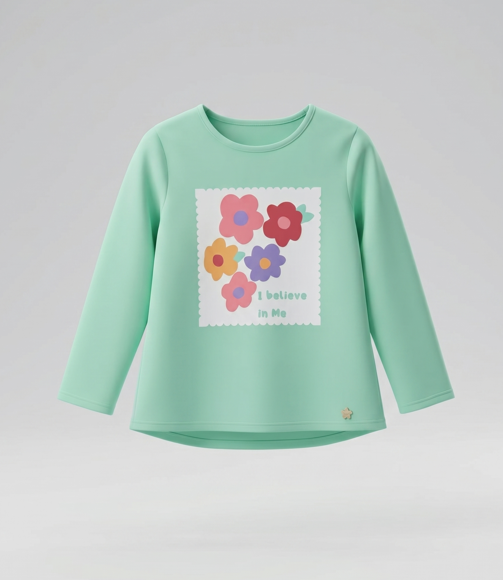 Polera niña con flores 2 años / Menta