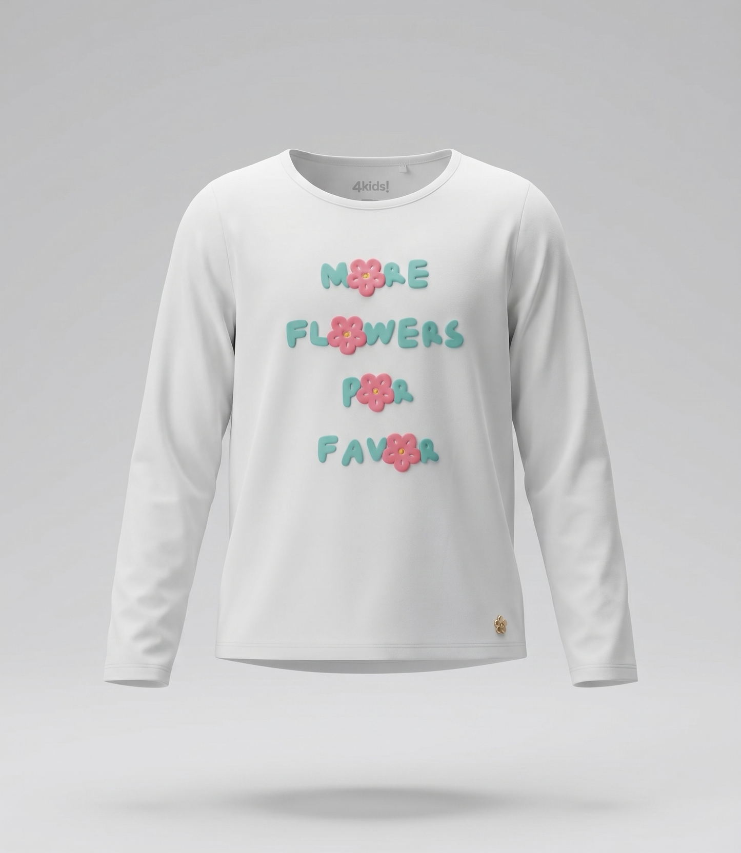Polera niña con flores 2 años / Blanco