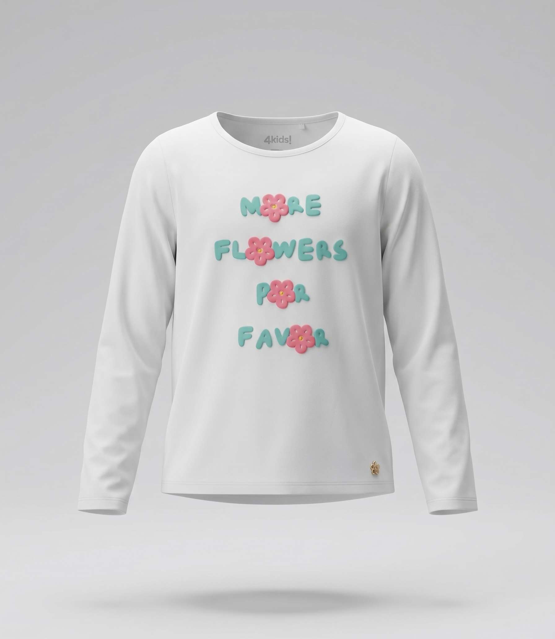Polera niña con flores 2 años / Blanco