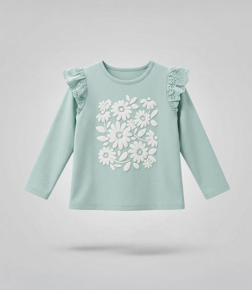 Polera niña con vuelos 2 años / Menta
