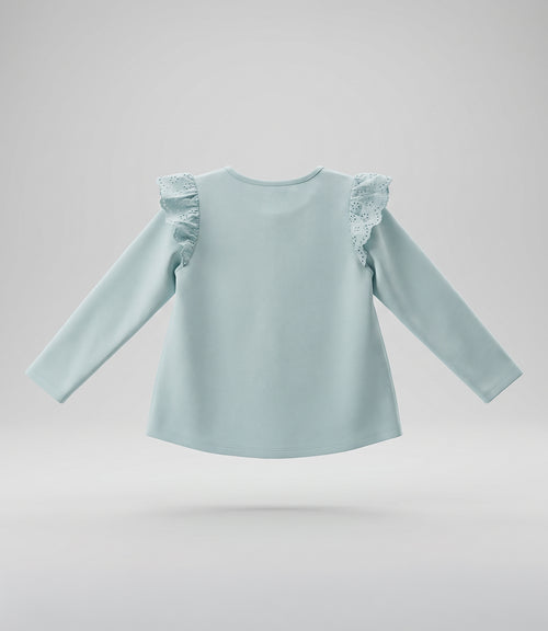 Polera niña con vuelos 2 años / Menta