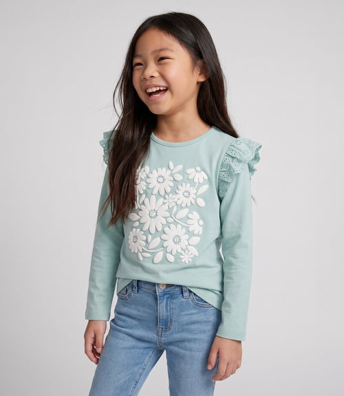 Polera niña con vuelos 2 años / Menta