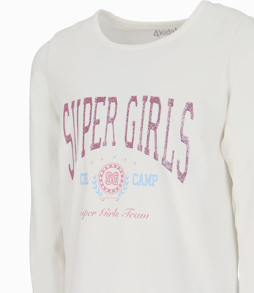 Polera niña super girls 2 años / Blanco