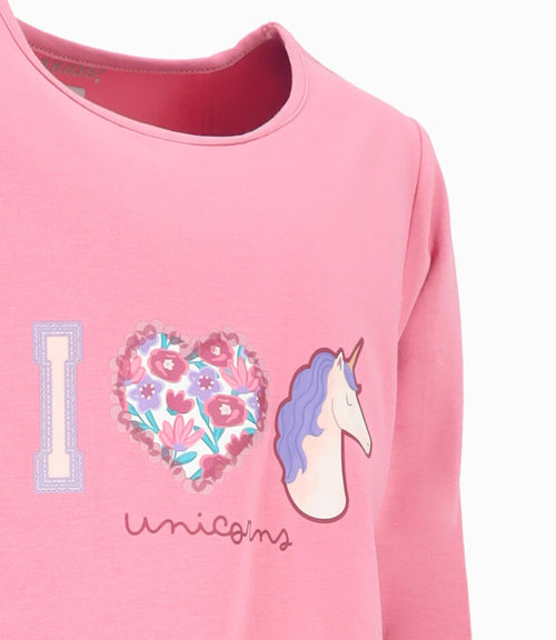 Polera niña con unicornio 2 años / Rosado