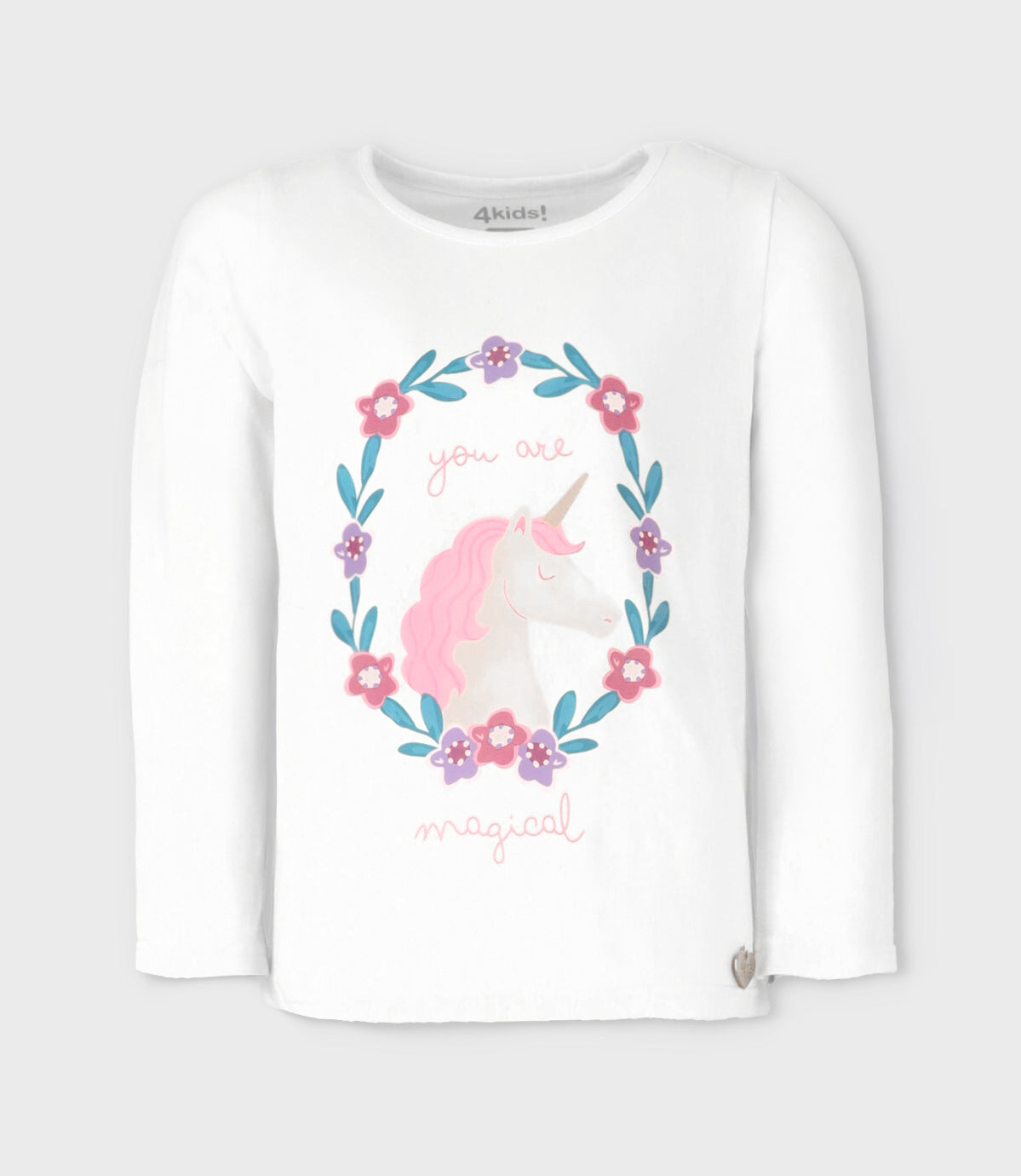 Polera niña con unicornio 2 años / Blanco