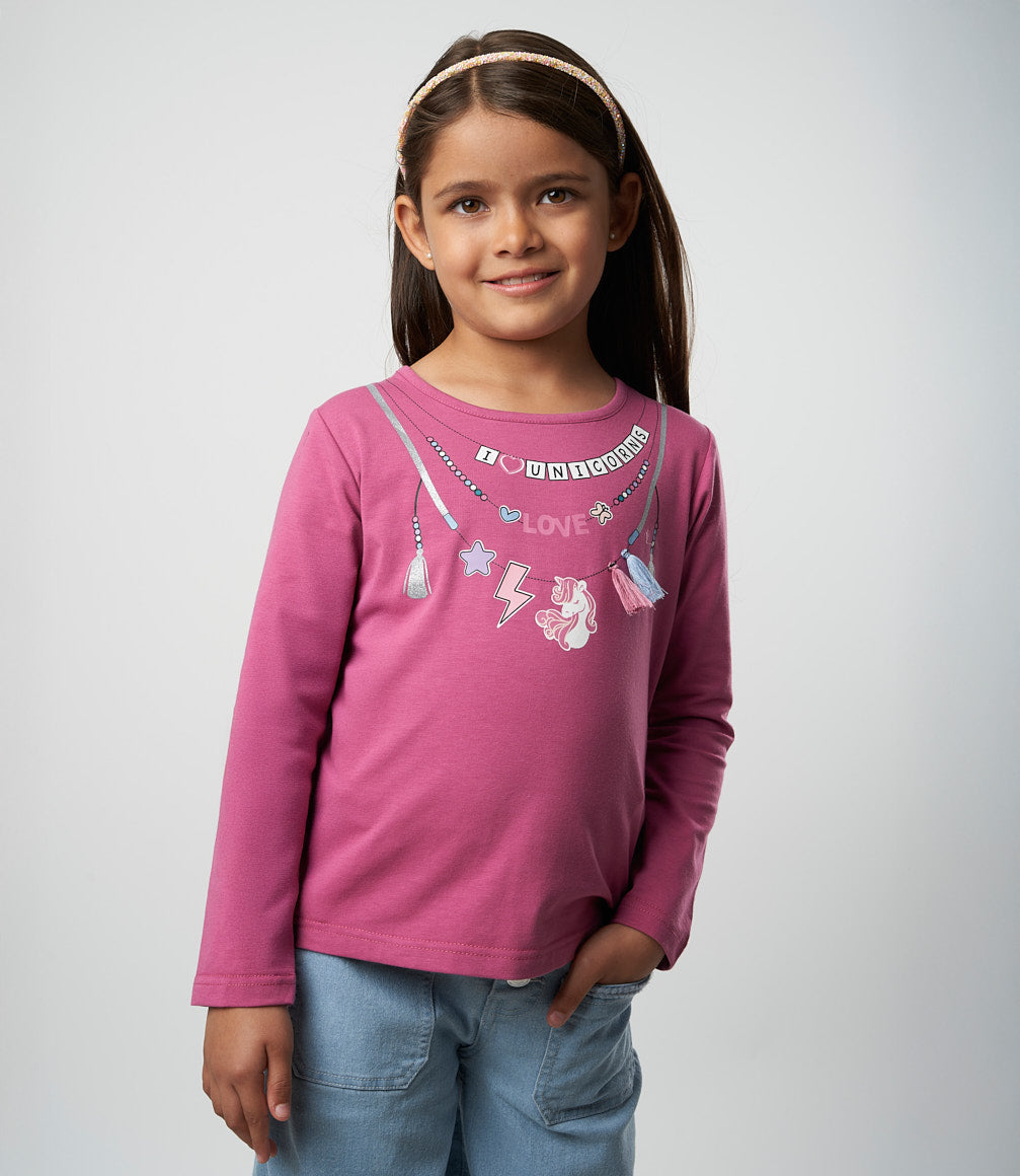 Polera niña con diseño 2 años / Burdeo