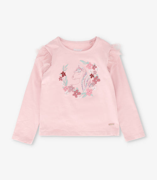 Polera niña con vuelos 2 años / Rosado
