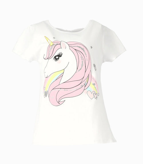 Polera Niña Unicornio 2 años / Blanco