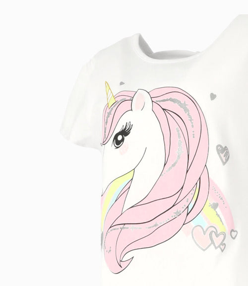 Polera Niña Unicornio 2 años / Blanco