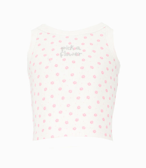 Polera niña con flores 2 años / Blanco