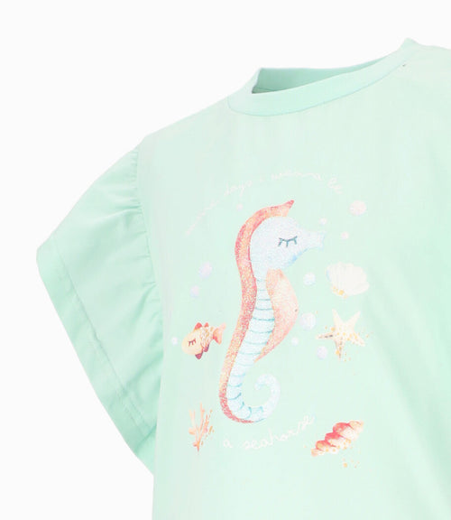 Polera niña con vuelos 2 años / Menta