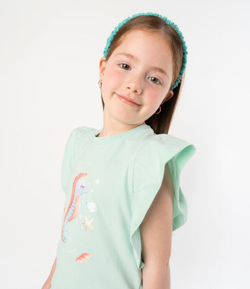 Polera niña con vuelos 2 años / Menta