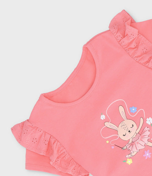 Polera niña con vuelos 2 años / Coral