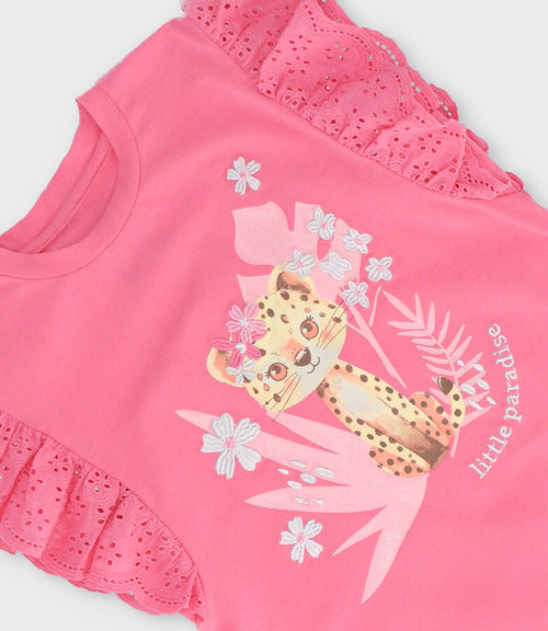 Polera niña con vuelos 2 años / Fucsia