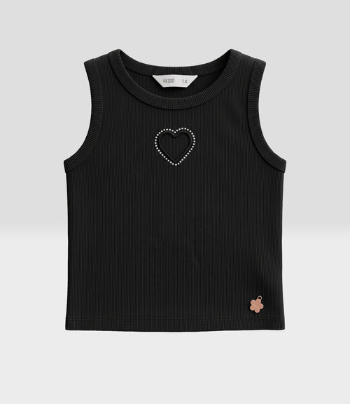 Polera niña crop top 2 años / Negro