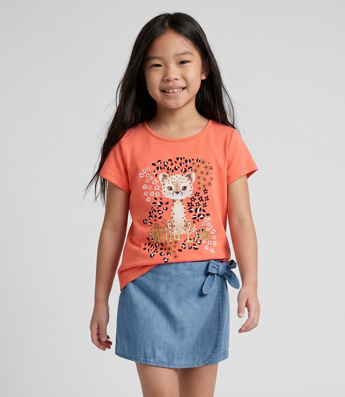 Polera niña animal print 2 años / Coral