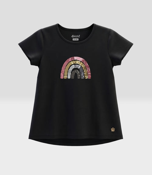 Polera niña rainbow 2 años / Negro