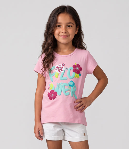 Polera niña flower 2 años / Palo Rosa