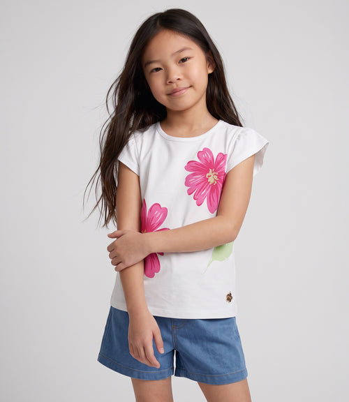 Polera niña flores 2 años / Crudo