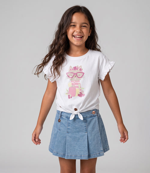 Polera niña gatito 2 años / Crudo
