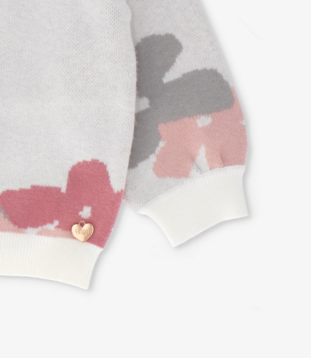 Chaleco niña con flores 2 años / Crudo