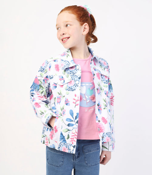 Chaqueta niña floreada 2 años / Blanco