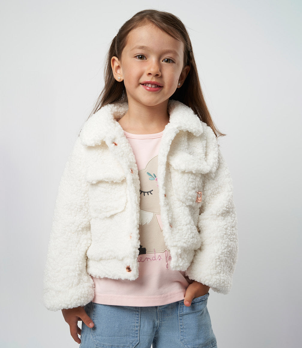 Chaqueta niña sherpa 2 años / Blanco