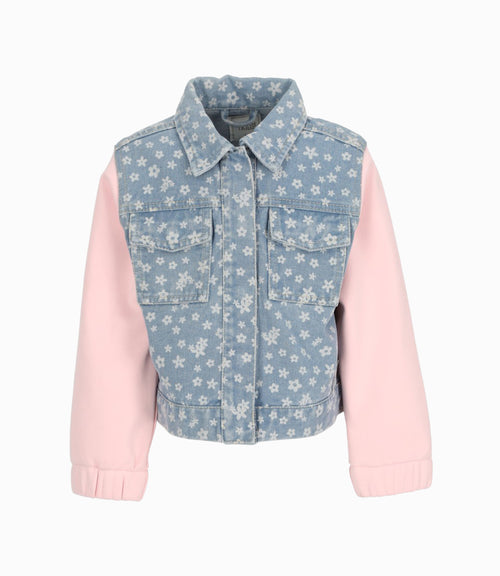 Chaqueta niña floreada 2 años / Celeste