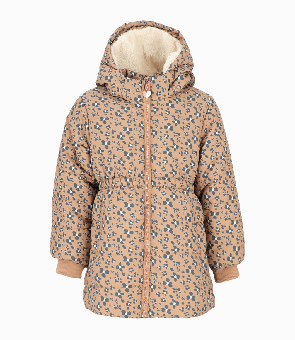 Parka niña con flores 2 años / Café