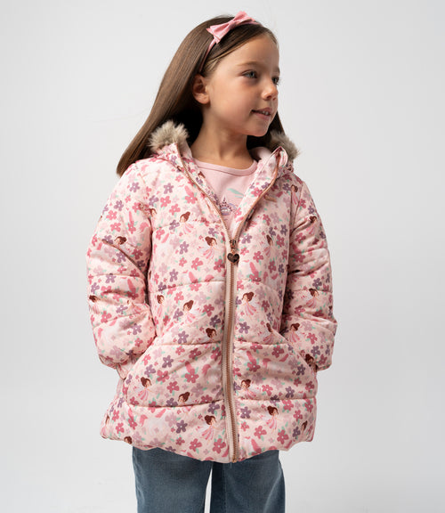 Parka niña con flores 2 años / Rosado