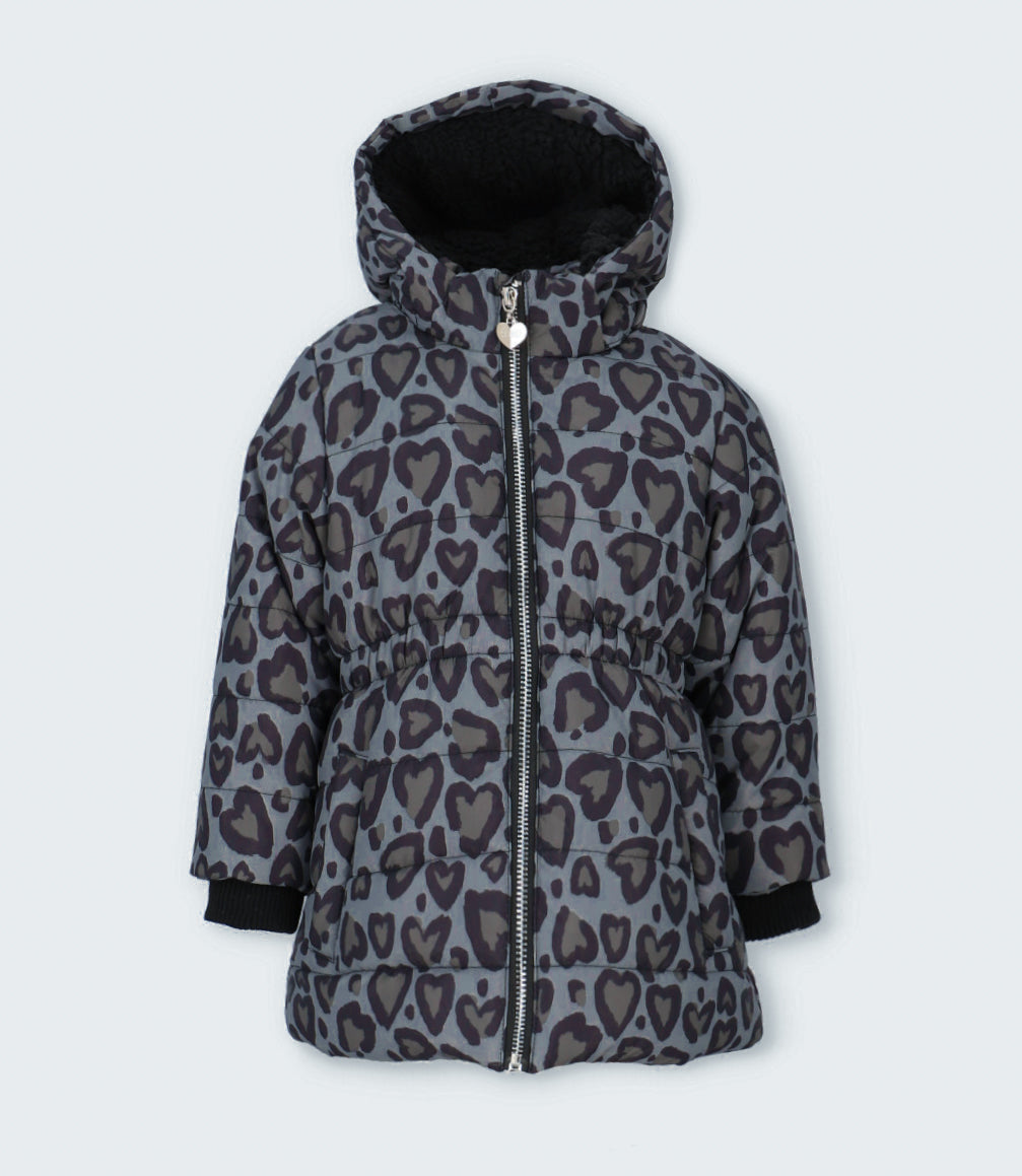 Parka niña corazones 2 años / Negro