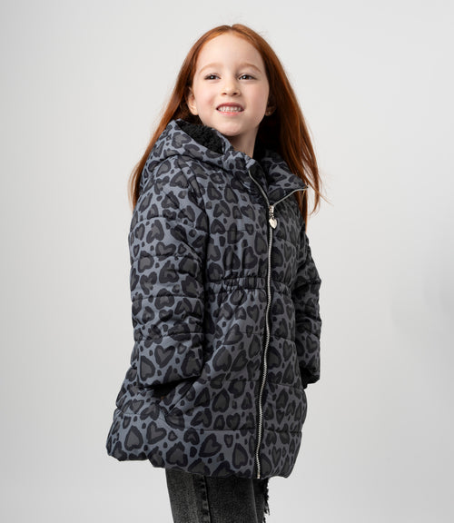 Parka niña corazones 2 años / Negro