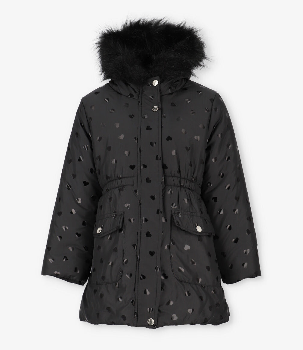 Parka niña corazones 2 años / Negro