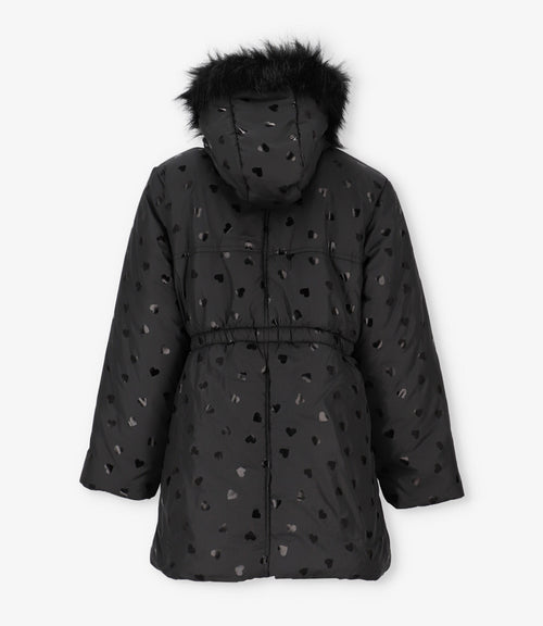 Parka niña corazones 2 años / Negro