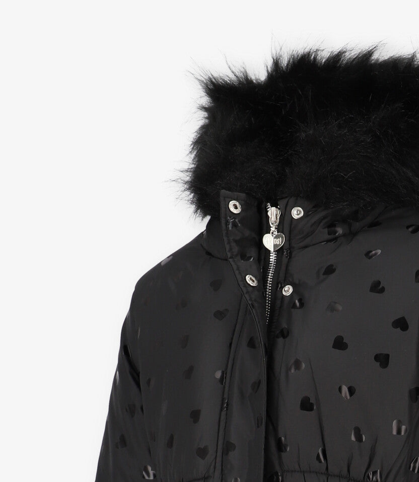 Parka niña corazones 2 años / Negro