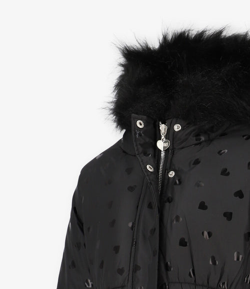 Parka niña corazones 2 años / Negro