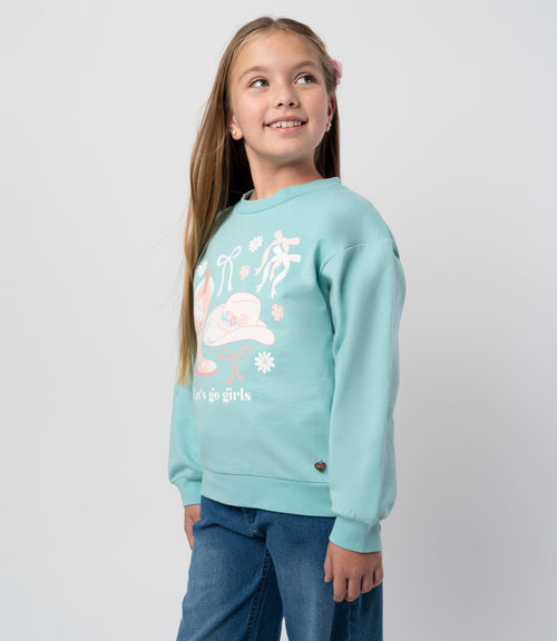 Polerón niña con vuelos 2 años / Menta