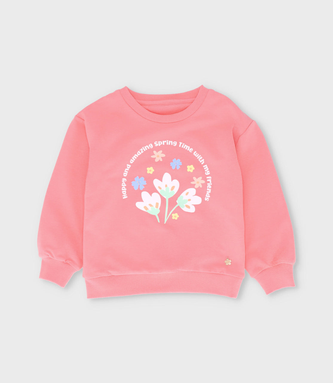 Polerón niña con flores 2 años / Coral