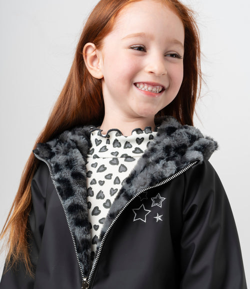 Abrigo niña repelente al agua 2 años / Negro