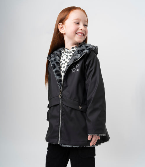 Abrigo niña repelente al agua 2 años / Negro