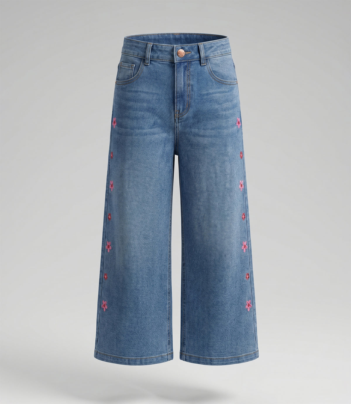 Jeans niña con flores bordadas