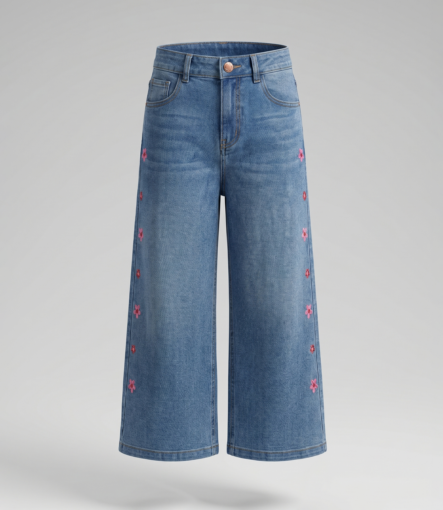 Jeans niña con flores bordadas 2 años / Celeste