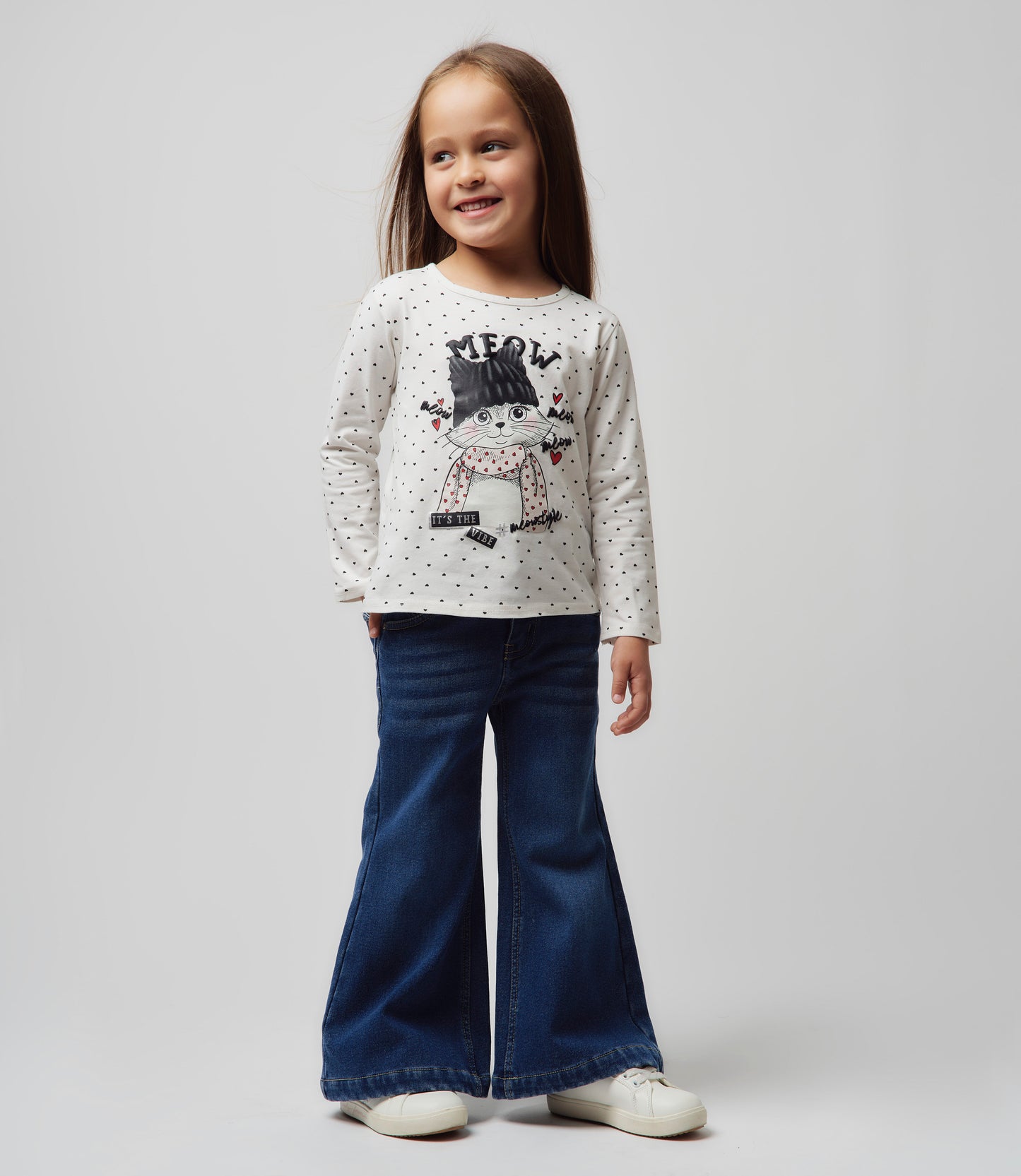 Jeans niña flare con forro interno 2 años / Azul Marino