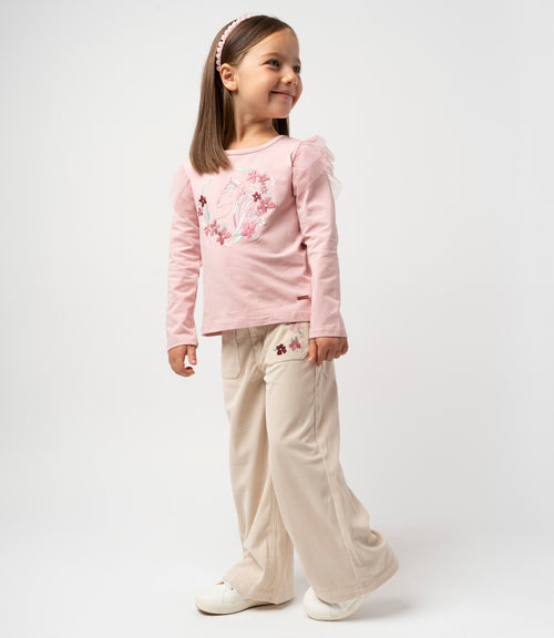 Pantalón niña wide leg 2 años / Beige